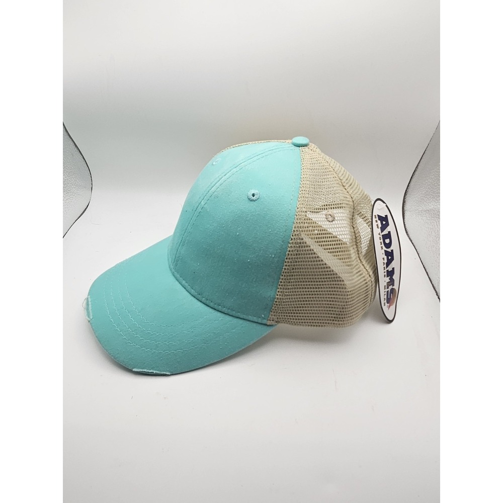 Adams Headwear Distressed Truckers Hat Cap Mesh Snap Back New With Tag Denim
